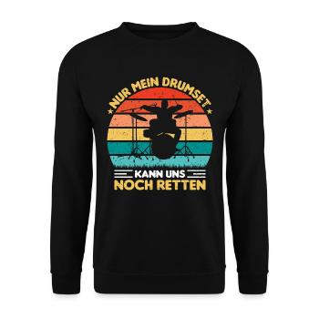 Drummer Drumsticks Schlagzeug Musiker - Unisex Pullover - Schwarz - Vorne - Alina (178cm) & Michal (187cm)