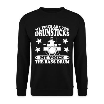 Drummer Drumsticks Schlagzeug Musiker - Unisex Pullover - Schwarz - Vorne - Alina (178cm) & Michal (187cm)