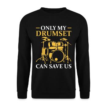 Drummer Drumsticks Schlagzeug Musiker - Unisex Pullover - Schwarz - Vorne - Alina (178cm) & Michal (187cm)