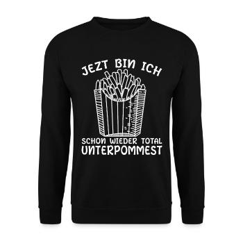 Pommes Frites Pommes Liebhaber Fast Food - Unisex Pullover - Schwarz - Vorne - Alina (178cm) & Michal (187cm)