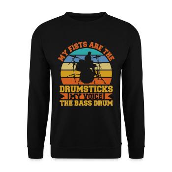 Drummer Drumsticks Schlagzeug Musiker - Unisex Pullover - Schwarz - Vorne - Alina (178cm) & Michal (187cm)