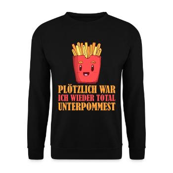 Pommes Frites Pommes Liebhaber Fast Food - Unisex Pullover - Schwarz - Vorne - Alina (178cm) & Michal (187cm)