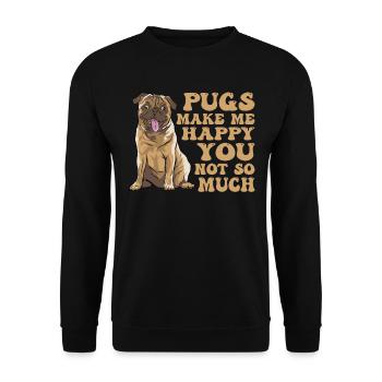 Mops Möpse Pugs Hundeliebhaber - Unisex Pullover - Schwarz - Vorne - Alina (178cm) & Michal (187cm)