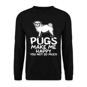 Mops Möpse Pugs Hundeliebhaber - Unisex Pullover - Schwarz - Vorne - Alina (178cm) & Michal (187cm)
