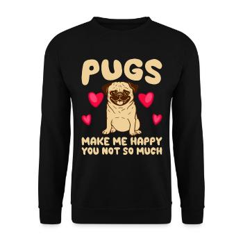 Mops Möpse Pugs Hundeliebhaber - Unisex Pullover - Schwarz - Vorne - Alina (178cm) & Michal (187cm)