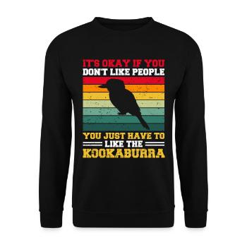 Jägerlieste Kookaburra Eisvogel Vogel - Unisex Pullover - Schwarz - Vorne - Alina (178cm) & Michal (187cm)