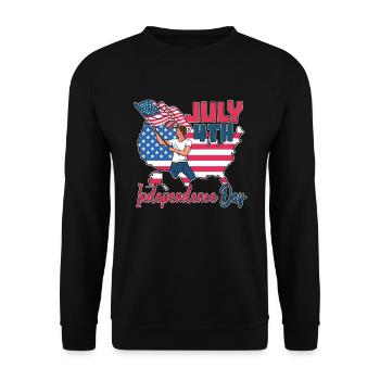 4. Juli Amerikanische Kartenflagge Für Den 4. Juli - Unisex Pullover - Schwarz - Vorne - Alina (178cm) & Michal (187cm)