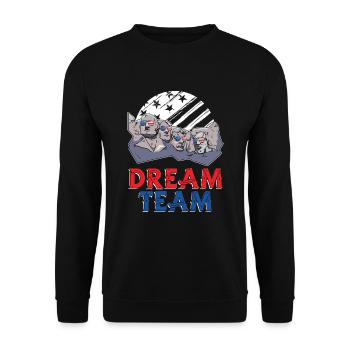 Amerikanisches 4. Juli Mt. Rushmore Dream Team - Unisex Pullover - Schwarz - Vorne - Alina (178cm) & Michal (187cm)