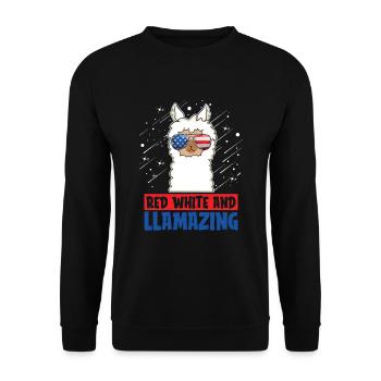 Red, White And Llamazing American July 4 - Unisex Sweatshirt - black - Front - Alina (178cm) & Michal (187cm)