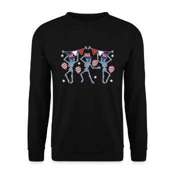 4 juillet American Flag Funny Dance Skeleton - Sweat-shirt Unisexe - noir - Devant - Alina (178cm) & Michal (187cm)