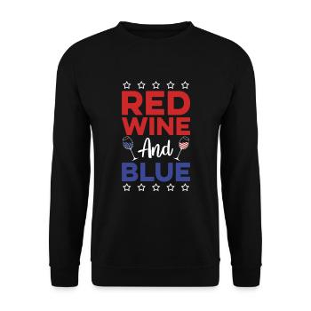 American 4 July Red Wine And - Unisex Sweatshirt - black - Front - Alina (178cm) & Michal (187cm)