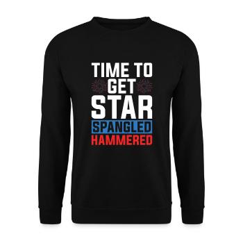 American July 4 Star Spangled Hammered - Unisex Sweatshirt - black - Front - Alina (178cm) & Michal (187cm)