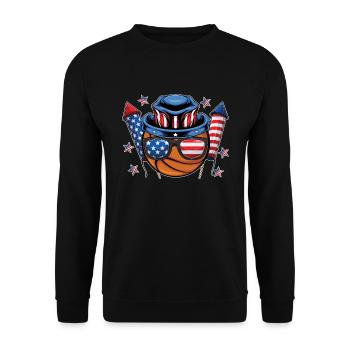 Feux d’artifice de basket-ball américain le 4 juillet - Sweat-shirt Unisexe - noir - Devant - Alina (178cm) & Michal (187cm)
