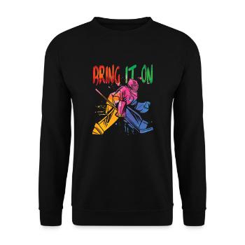 Bring Es An Für Hockeyspieler - Unisex Pullover - Schwarz - Vorne - Alina (178cm) & Michal (187cm)