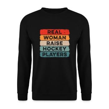 Real Woman Raises Hockey Player for Hockey Mom - Unisex Sweatshirt - black - Front - Alina (178cm) & Michal (187cm)