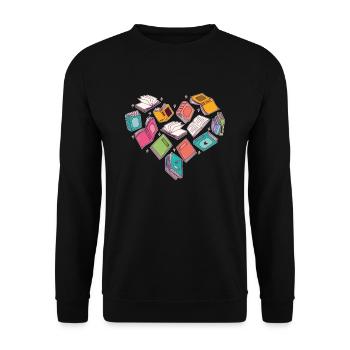 Heart book for book lovers - Unisex Sweatshirt - black - Front - Alina (178cm) & Michal (187cm)