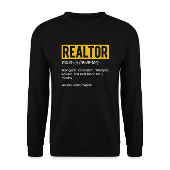 Définition amusante du courtier pour les agents immobiliers - Sweat-shirt Unisexe - noir - Devant - Alina (178cm) & Michal (187cm)