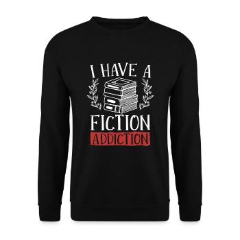 Ich Habe Eine Fiktionssucht Für Buchliebhaber - Unisex Pullover - Schwarz - Vorne - Alina (178cm) & Michal (187cm)