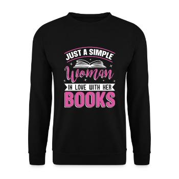 Simple woman lives with her books for - Unisex Sweatshirt - black - Front - Alina (178cm) & Michal (187cm)