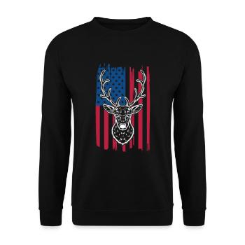 Rotwild-jagd-amerikanische Flagge Für - Unisex Pullover - Schwarz - Vorne - Alina (178cm) & Michal (187cm)