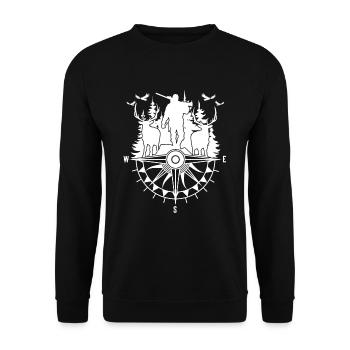Game hunting for deer hunters - Unisex Sweatshirt - black - Front - Alina (178cm) & Michal (187cm)