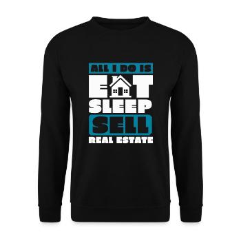 Manger dormir Vendre des biens immobiliers pour - Sweat-shirt Unisexe - noir - Devant - Alina (178cm) & Michal (187cm)