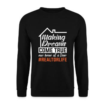 Réaliser des rêves pour les agents immobiliers - Sweat-shirt Unisexe - noir - Devant - Alina (178cm) & Michal (187cm)