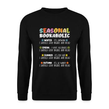 Saisonaler Bookaholic Für Buchliebhaber - Unisex Pullover - Schwarz - Vorne - Alina (178cm) & Michal (187cm)