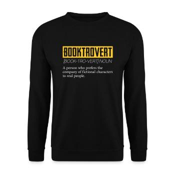 Booktrovert Für Buchliebhaber - Unisex Pullover - Schwarz - Vorne - Alina (178cm) & Michal (187cm)
