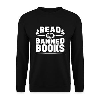 Read Forbidden Books For Book Lovers - Unisex Sweatshirt - black - Front - Alina (178cm) & Michal (187cm)