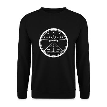 Flugzeug-Landungs-Navigations-Piloten-Flugzeug - Unisex Pullover - Schwarz - Vorne - Alina (178cm) & Michal (187cm)