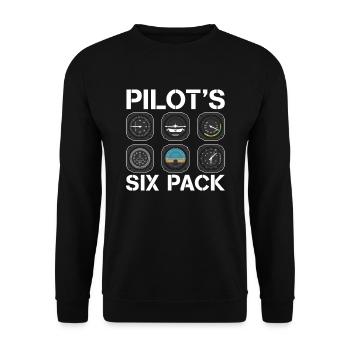 Pilot's Six Pack Pilotenflugzeug Liebhaber - Unisex Pullover - Schwarz - Vorne - Alina (178cm) & Michal (187cm)