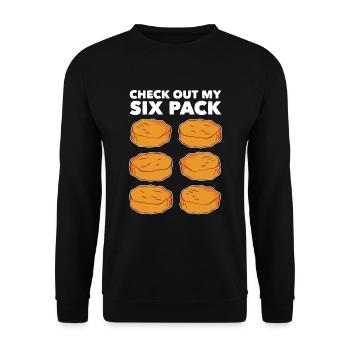Nugget Sixpack Nugget Lover Chicken Nuggets Esser - Unisex Pullover - Schwarz - Vorne - Alina (178cm) & Michal (187cm)