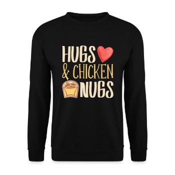 Hugs & Chicken Nugs Nugget Lover Chicken - Unisex Sweatshirt - black - Front - Alina (178cm) & Michal (187cm)