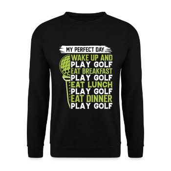 Ma journée parfaite Réveillez-vous et jouez au golf - Sweat-shirt Unisexe - noir - Devant - Alina (178cm) & Michal (187cm)