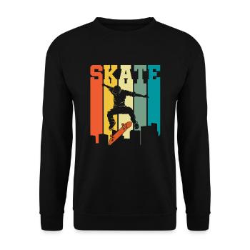 Skate Retro Für Skateboarder - Unisex Pullover - Schwarz - Vorne - Alina (178cm) & Michal (187cm)