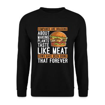 Cows have always done this for hamburgers - Unisex Sweatshirt - black - Front - Alina (178cm) & Michal (187cm)