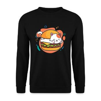 Burger Lover Sweet Cat Lover For Hamburgers - Unisex Sweatshirt - black - Front - Alina (178cm) & Michal (187cm)