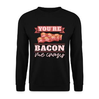 Du Bist Bacon Me Crazy Breakfast Bacon Lover Meat - Unisex Pullover - Schwarz - Vorne - Alina (178cm) & Michal (187cm)