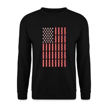 Patriotischer Speck Flagge Frühstück Speck Liebhab - Unisex Pullover - Schwarz - Vorne - Alina (178cm) & Michal (187cm)
