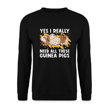 Ich Brauche Wirklich All Diese Meerschweinchen - Unisex Pullover - Schwarz - Vorne - Alina (178cm) & Michal (187cm)