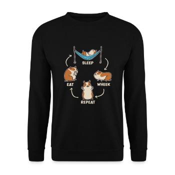 Eat Sleep While You Enjoy Guinea Pigs - Unisex Sweatshirt - black - Front - Alina (178cm) & Michal (187cm)