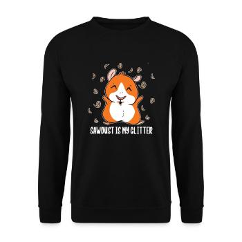 Sägemehl Ist Mein Glitzer Meerschweinchen - Unisex Pullover - Schwarz - Vorne - Alina (178cm) & Michal (187cm)