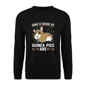 Zuhause Ist, Wo Meine Meerschweinchen Nagetiere - Unisex Pullover - Schwarz - Vorne - Alina (178cm) & Michal (187cm)