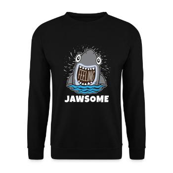 Jawsome Für Hailiebhaber Und Meeresbiologen - Unisex Pullover - Schwarz - Vorne - Alina (178cm) & Michal (187cm)