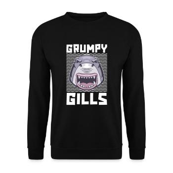 Grumpy Gills For Shark Lovers And Marine Biologists - Unisex Sweatshirt - black - Front - Alina (178cm) & Michal (187cm)