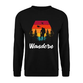 Vintage Wandern Hiking - Unisex Pullover - Schwarz - Vorne - Alina (178cm) & Michal (187cm)