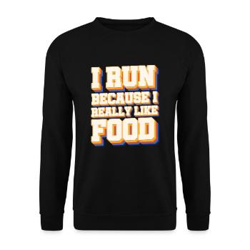 Je cours J’aime la nourriture Cross Country Running Xc - Sweat-shirt Unisexe - noir - Devant - Alina (178cm) & Michal (187cm)