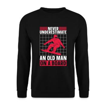 Unterschätze Niemals Einen Alten Mann Für - Unisex Pullover - Schwarz - Vorne - Alina (178cm) & Michal (187cm)