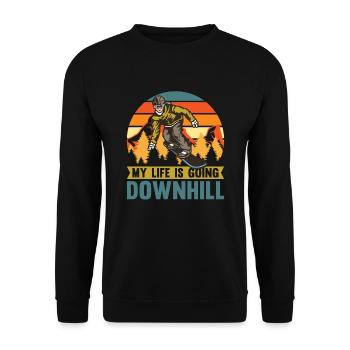 Mein Leben Geht Für Snowboarder Bergab - Unisex Pullover - Schwarz - Vorne - Alina (178cm) & Michal (187cm)